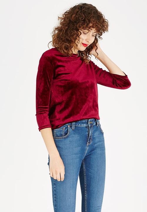 edit - Velvet T-shirt Dark Red