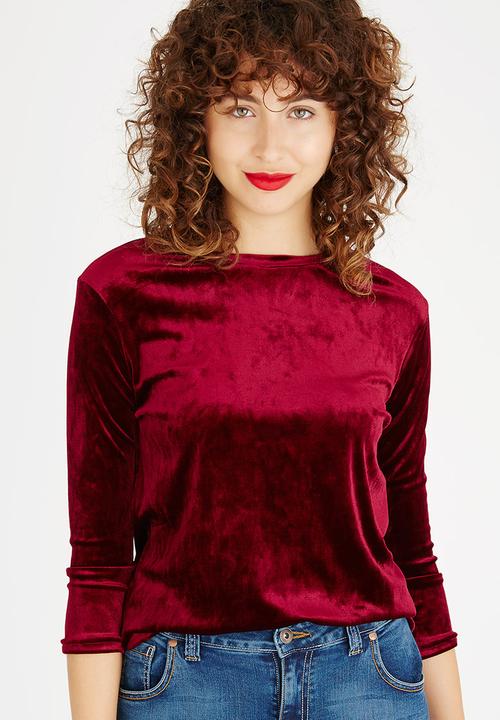 edit - Velvet T-shirt Dark Red