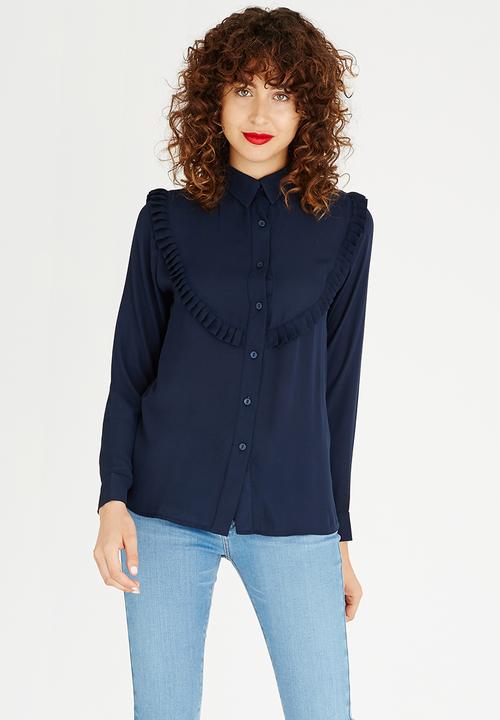 STYLE REPUBLIC - Pleat Detail Blouse Navy