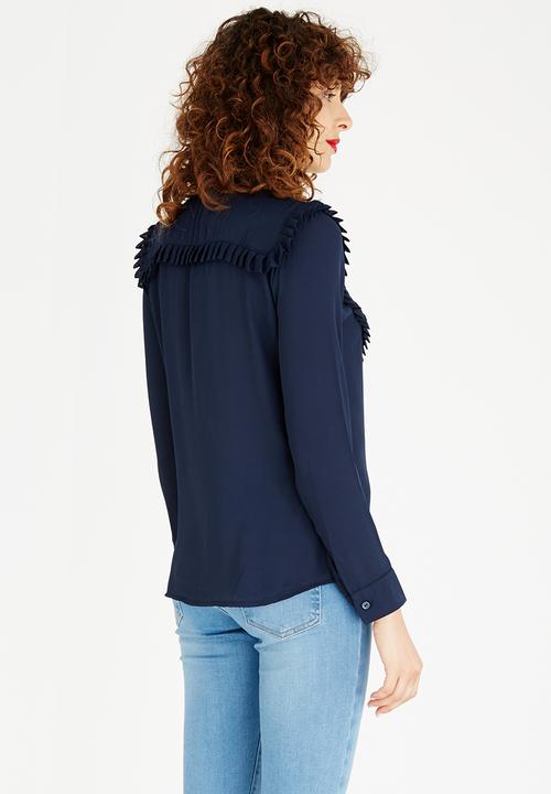 STYLE REPUBLIC - Pleat Detail Blouse Navy
