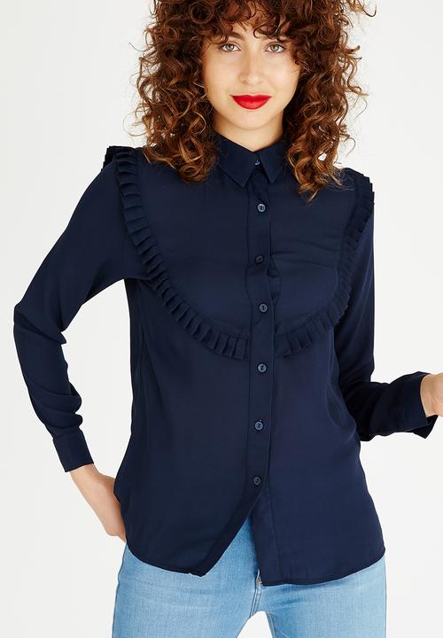 STYLE REPUBLIC - Pleat Detail Blouse Navy