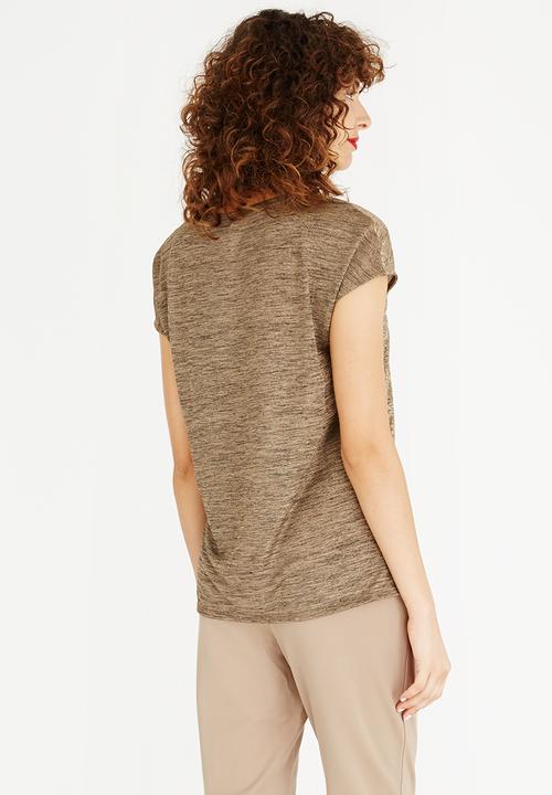 ONLY - Pearl Short Sleeve Shimmer Top Gold