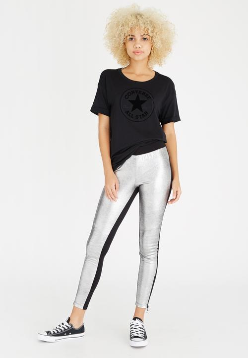 Converse - Metallic Moto Leggings Silver