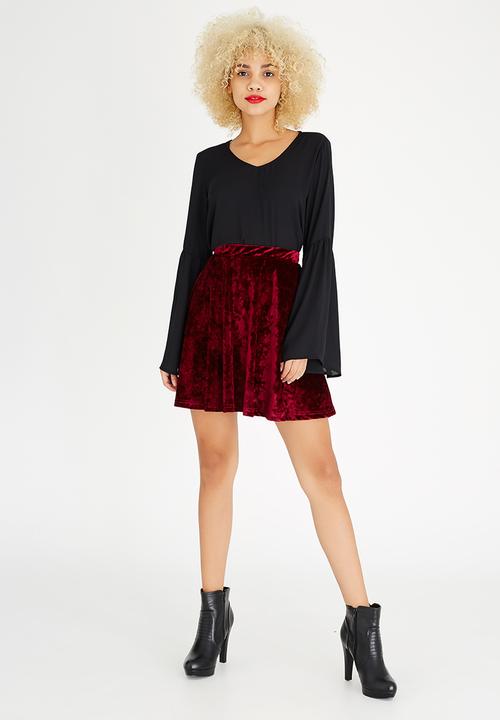 c(inch) - Skater Mini Skirt Dark Red