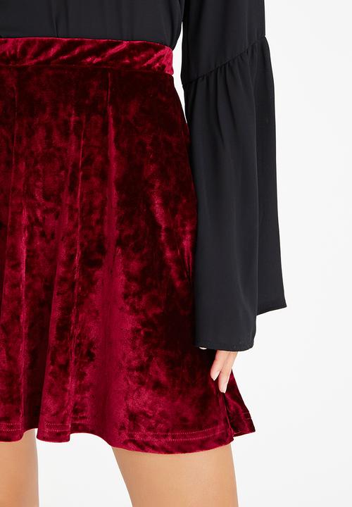 c(inch) - Skater Mini Skirt Dark Red