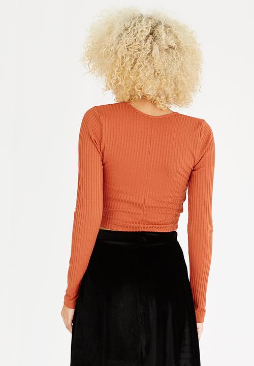 c(inch) - Knot Detail Crop Top Mid Brown