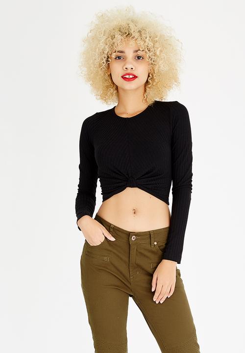c(inch) - Knot Detail Crop Top Black