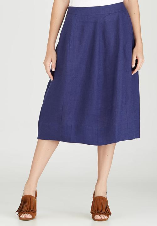 Jenja - Linen Dart Detail Skirt Navy