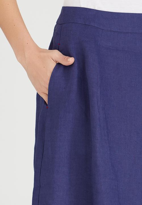 Jenja - Linen Dart Detail Skirt Navy