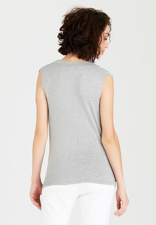 edit - Cross-over Top Grey