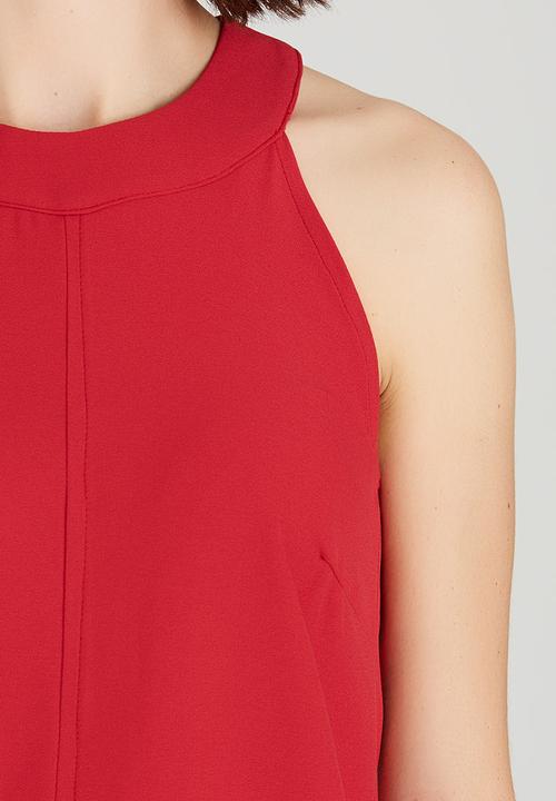 edit - Woven Halterneck Top Red