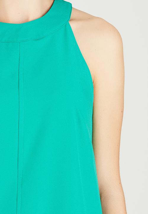 edit - Woven Halterneck Top Green