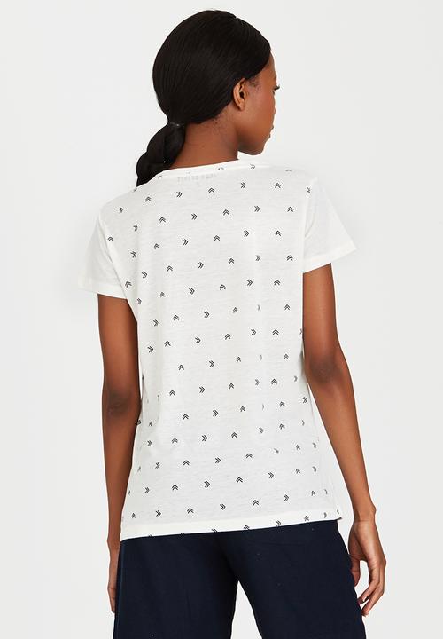 JEEP - Printed Linen Fashion Tee Off White