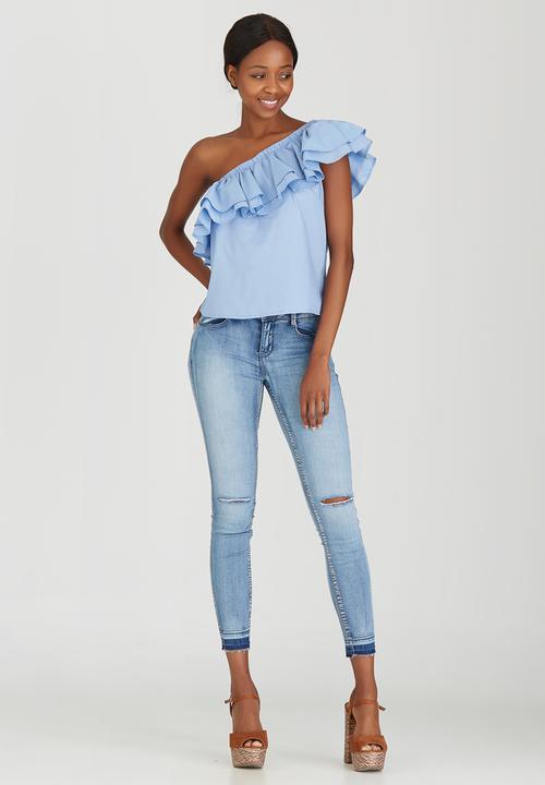 STYLE REPUBLIC - One Shoulder Blouse Pale Blue