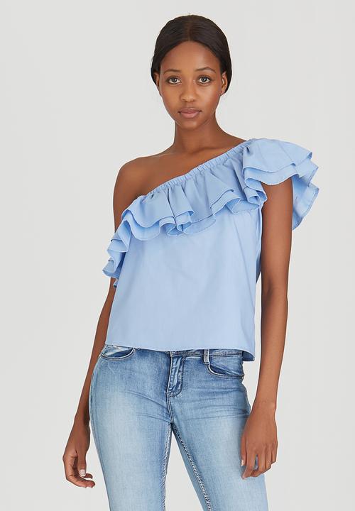 STYLE REPUBLIC - One Shoulder Blouse Pale Blue