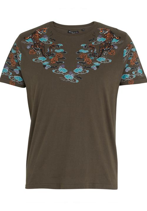 Brave Soul - Gozen Printed Tee Khaki Green