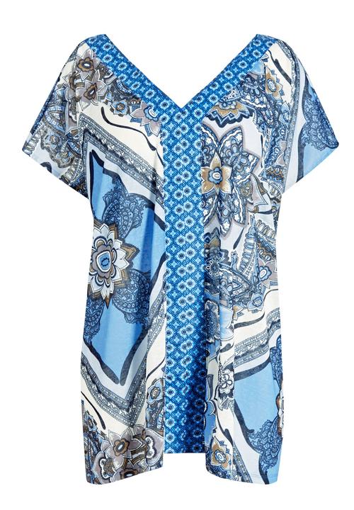 Next - Printed Kaftan Blue/White Blue and White