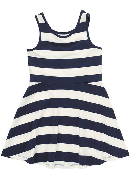 Next - Navy stripe skater dress Blue and White