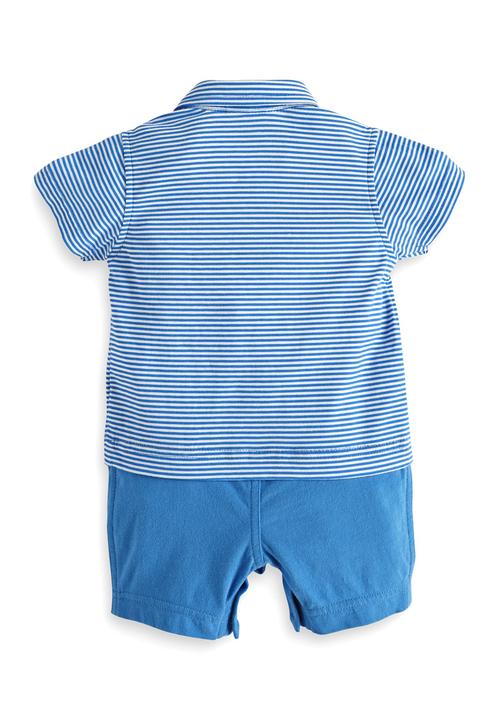 Next - Polo Shirt Romper Pale Grey Pale Grey