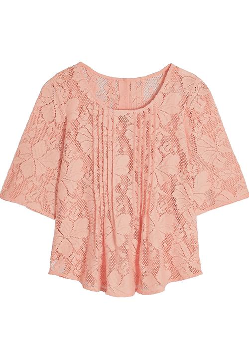 Next - Lace pintuck blouse Mid Pink