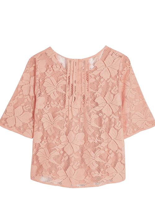 Next - Lace pintuck blouse Mid Pink