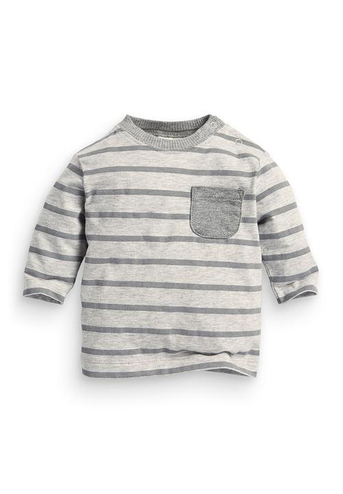 Next - Stripe T-shirt Pale Grey Pale Grey