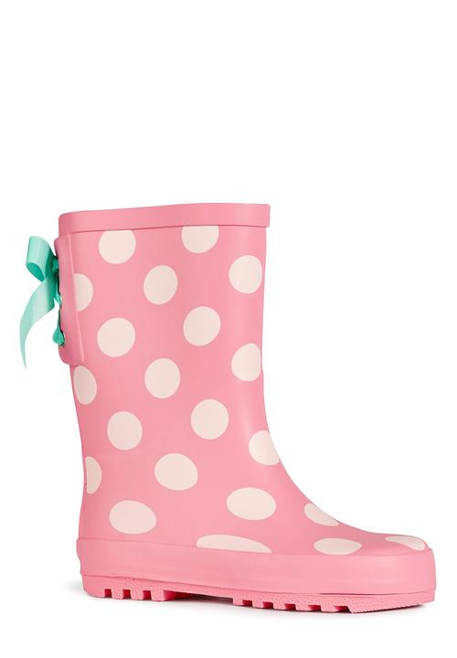 Next - Wellies with Dots Pink  Blue and White