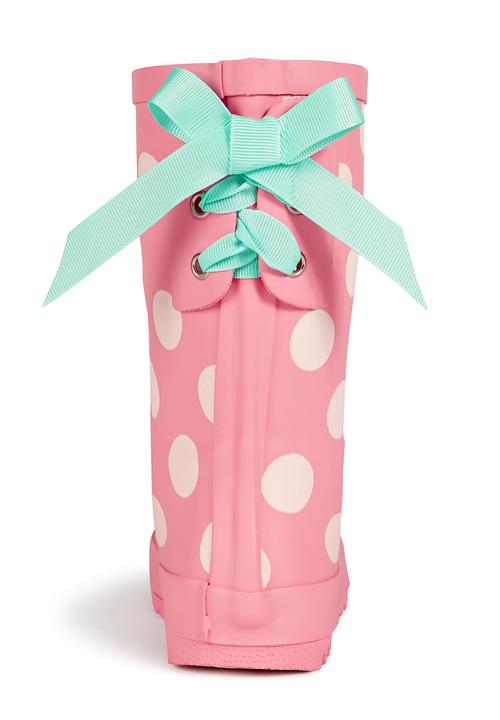 Next - Wellies with Dots Pink  Blue and White