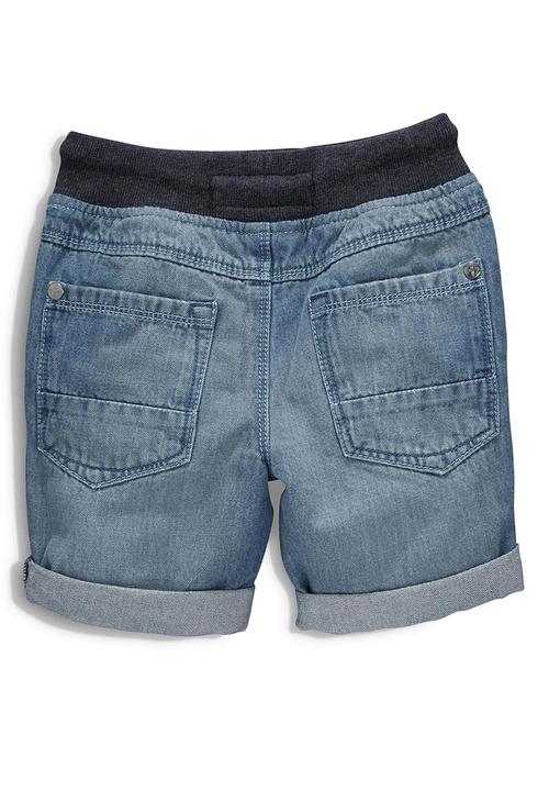Next - Rib Waist Denim Shorts Mid Blue