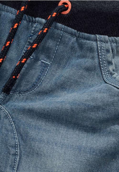 Next - Rib Waist Denim Shorts Mid Blue
