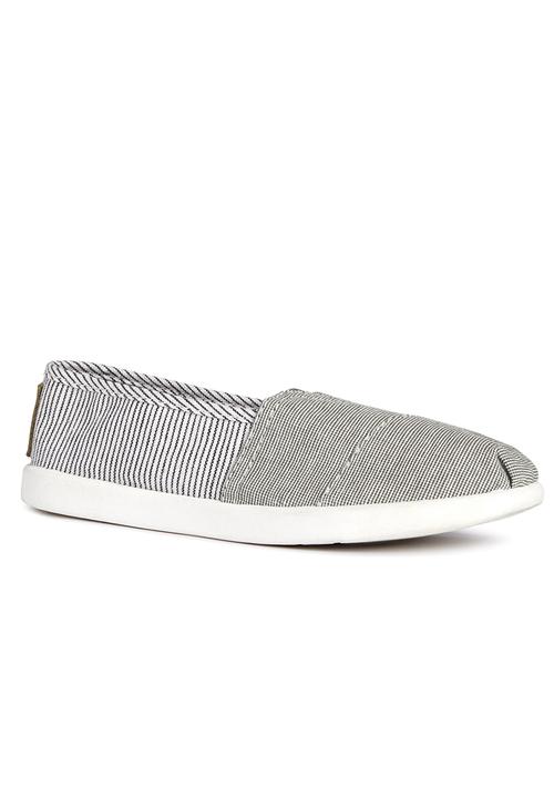 Next - Stripe Espadrilles Pale Grey Pale Grey