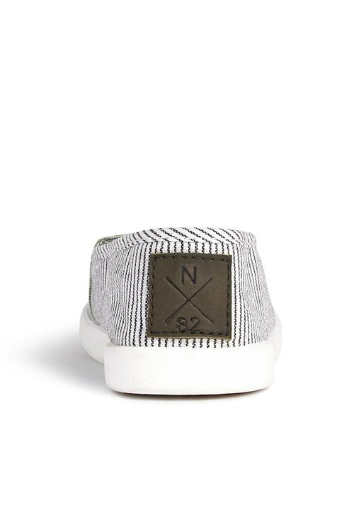 Next - Stripe Espadrilles Pale Grey Pale Grey