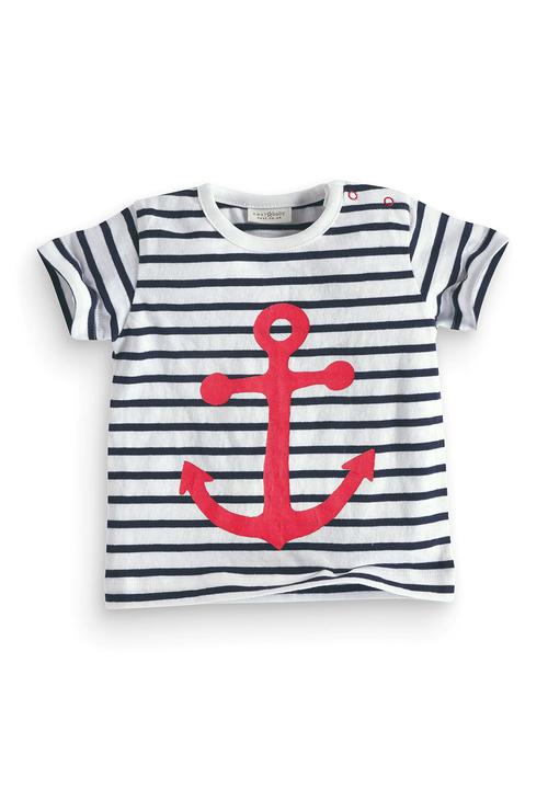 Next - Anchor-stripe T-shirt Pale Grey Pale Grey