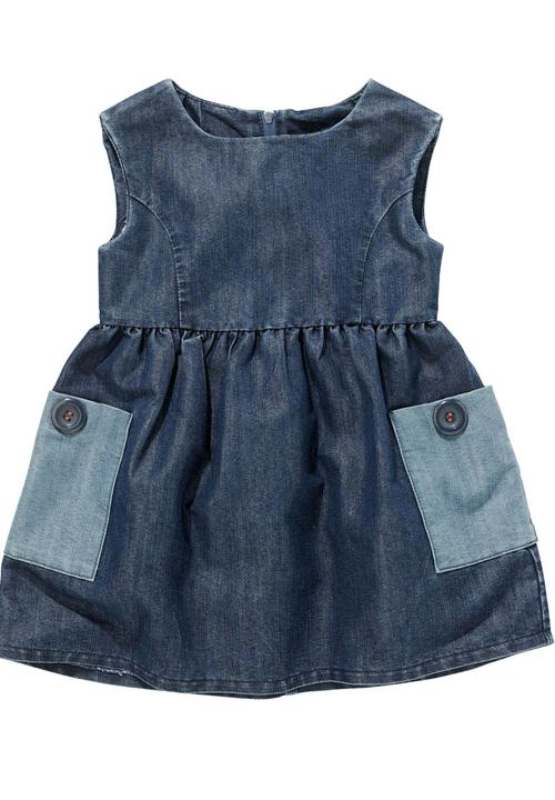 Next - Mixed denim dress Mid Blue