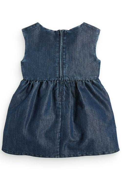 Next - Mixed denim dress Mid Blue