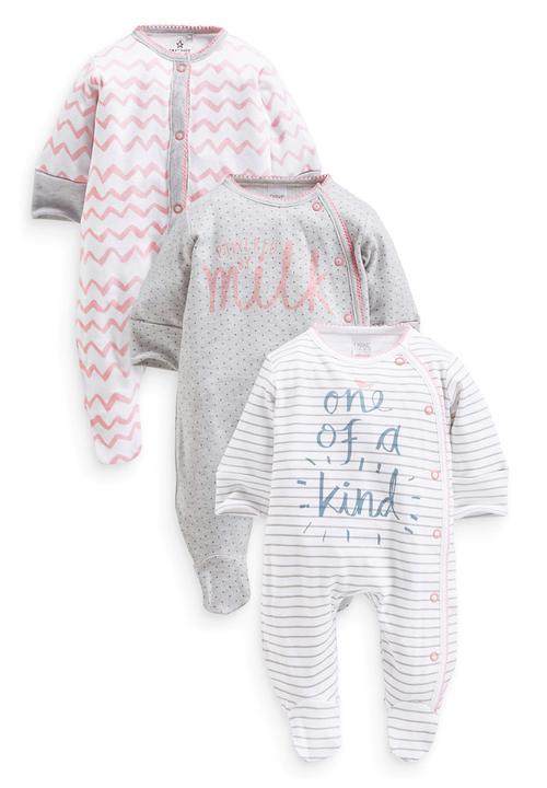 Next - 3-pack Slogan Sleepsuits Multi-colour