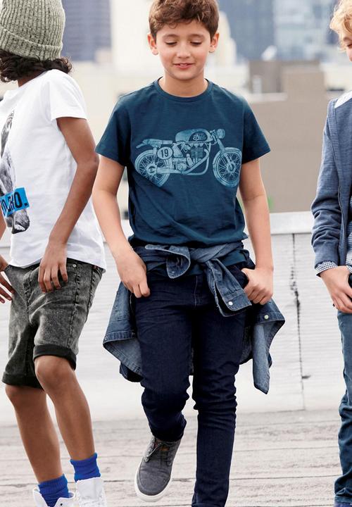 Next - Motorbike Print T-shirt Mid Blue
