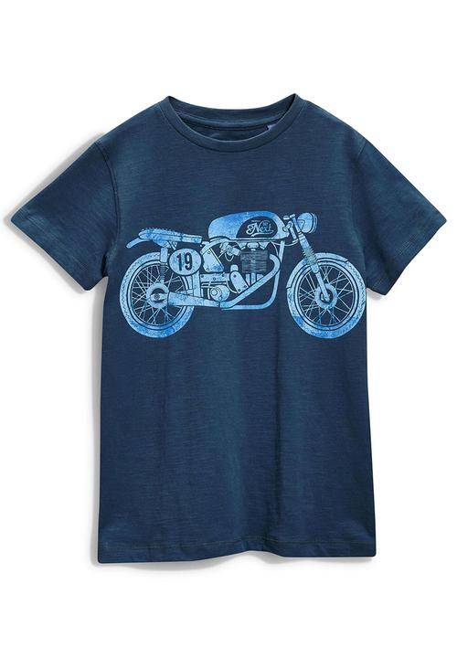 Next - Motorbike Print T-shirt Mid Blue