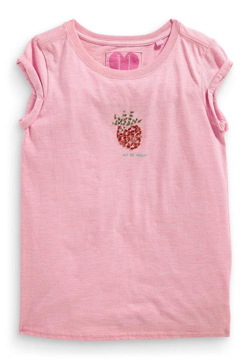 Next - Pink beaded strawberry t-shirt Mid Pink