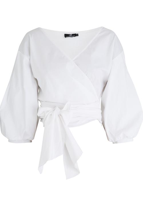 STYLE REPUBLIC - Sleeve Detail Wrap Blouse White