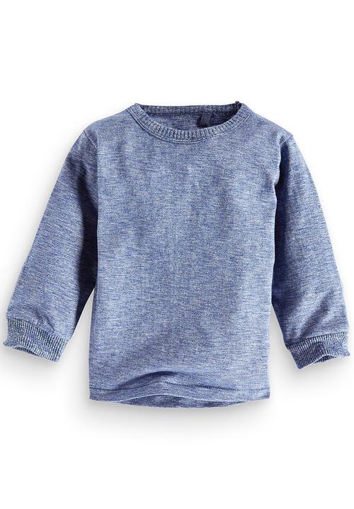 Next - Long sleeve blue marl t-shirt Mid Blue