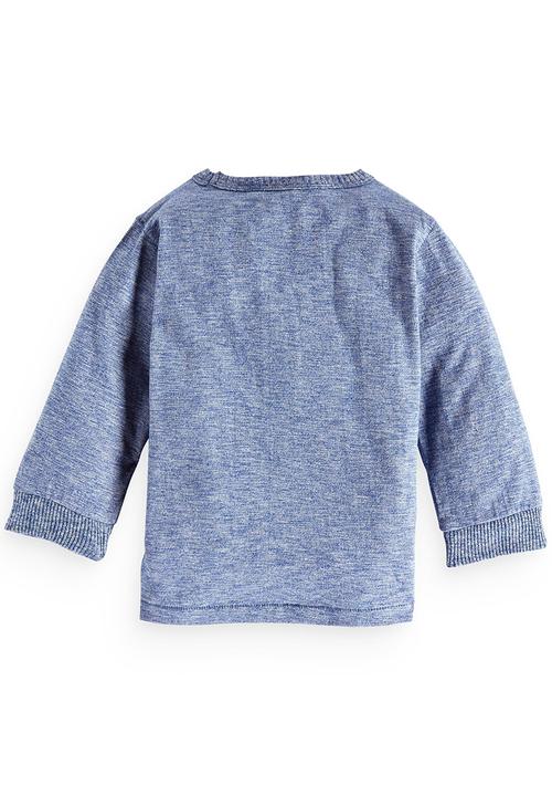 Next - Long sleeve blue marl t-shirt Mid Blue