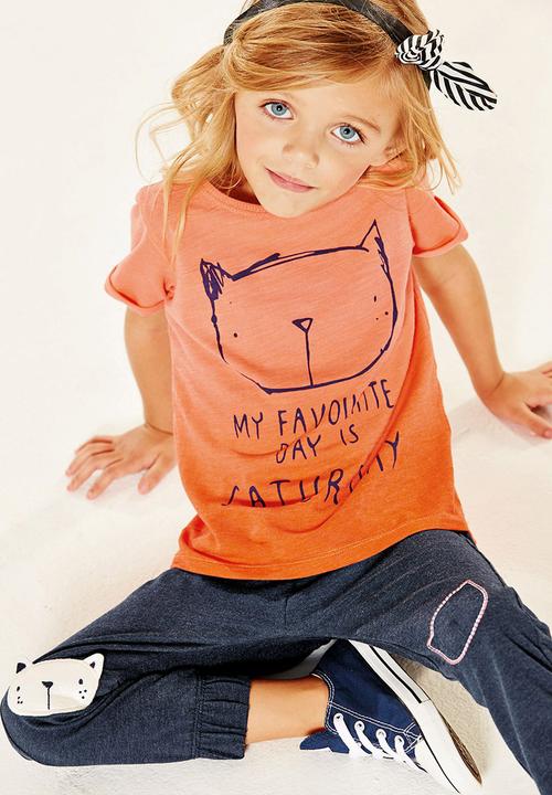 Next - Caturday dip dye t-shirt Orange