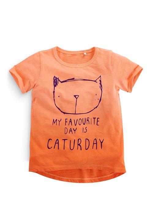 Next - Caturday dip dye t-shirt Orange