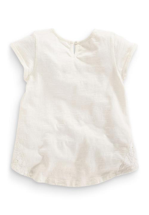 Next - Lace Trim T-shirt Stone/Beige