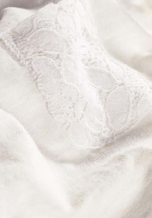 Next - Lace Trim T-shirt Stone/Beige