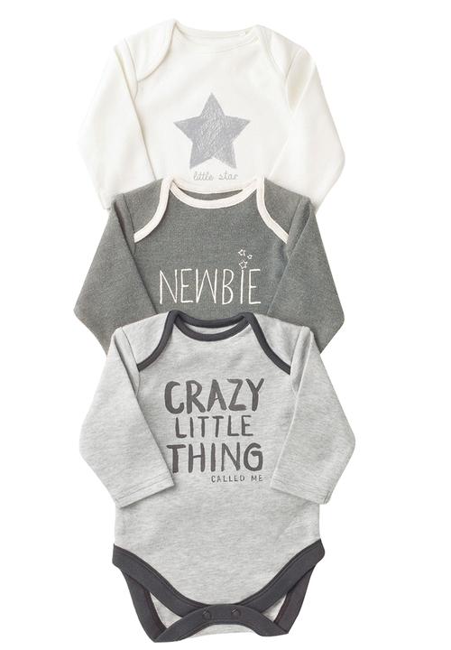 Next - 3 Pack slogan sleepsuits Grey