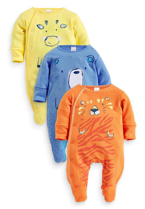 Next - 3-pack Animal-print Sleepsuits Multi-colour