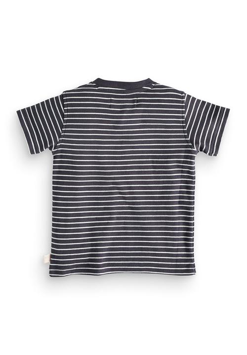 Next - Navy stripe grandad t-shirt Blue and White
