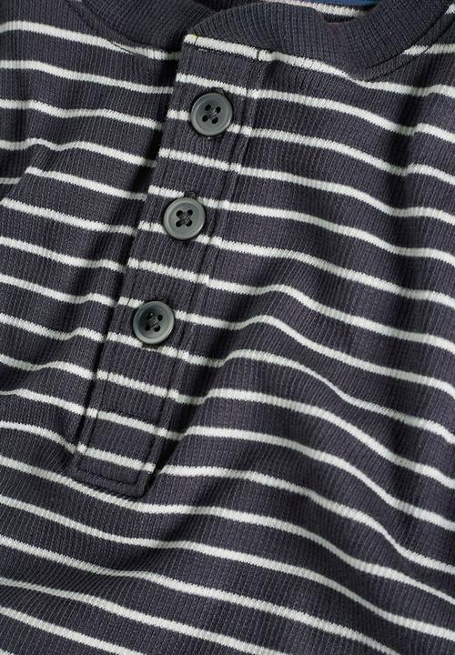 Next - Navy stripe grandad t-shirt Blue and White